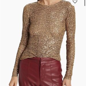 Free People Gold Rush Long-Sleeve Blouse Size Large